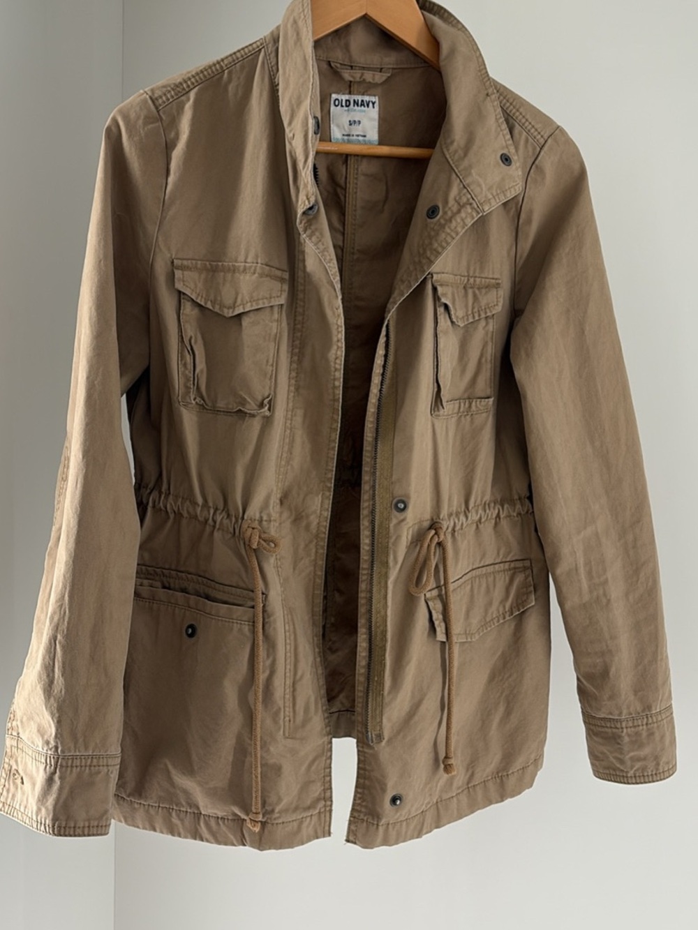 Old Navy Men's Beige Drawstring Field Jacket